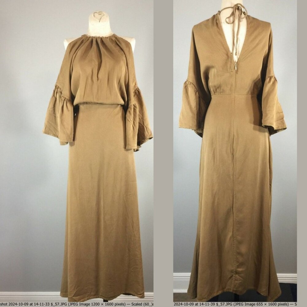 Hackwith Design House XL Midi Dress Cold Shoulder Flowy Boho Chic Sustainable